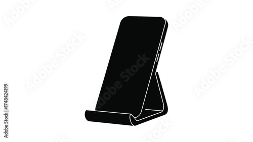Black silhouette of a modern foldable smartphone stand for hands free viewing