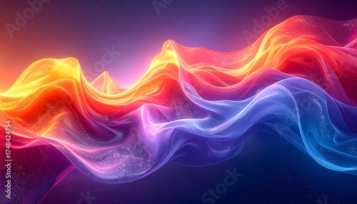 Wallpaper Mural Abstract glowing ribbons twisting in colorful gradient waves high resolution photo Torontodigital.ca