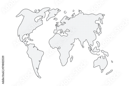 Wallpaper Mural Outline and silhouette with dot pattern world map, vector illustration Torontodigital.ca