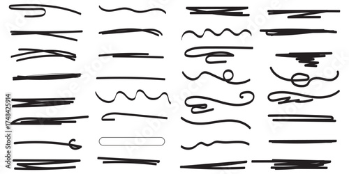 Decorative swirl, flourish, and underline vector collection for elegant design. ornament set includes calligraphic divider, swoosh, and curve elements for invitations, frames, logos, vintage projects 