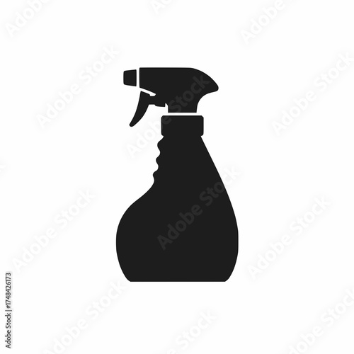 black and white disinfect spray bottle symbol, clean vector, no text