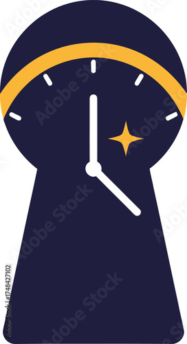 Clock in keyhole shape concept on white background; time metaphor