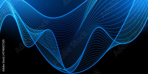 Abstract blue wave lines background