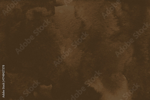 Hand-painted brown watercolor texture with rich, earthy tones on a paper background. This abstract wash provides a vintage, rustic, and organic backdrop for creative design concepts