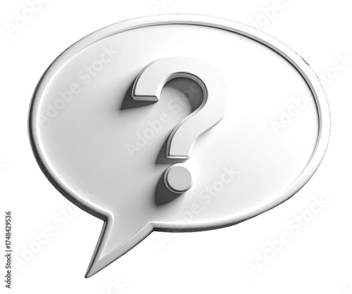 Chat Bubble with Debossed Question Mark — Transparent PNG