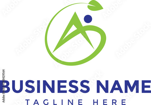 Letter A Charity and Humanity Logo with leaf, letter A abstract logo for charity