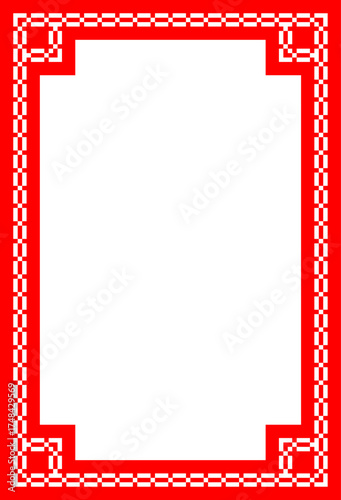 Red photo frame with white ornament