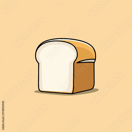 Cartoon illustration of a single slice of bread loaf depicting a simple dietary staple ideal for breakfast lunch or dinner meal preparation or as a side to accompany various food dishes