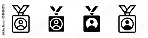 Conjunto de iconos de identificación del usuario. Credencial personal, tarjeta colgante, perfil, registro y acceso autorizado. Ilustración vectorial