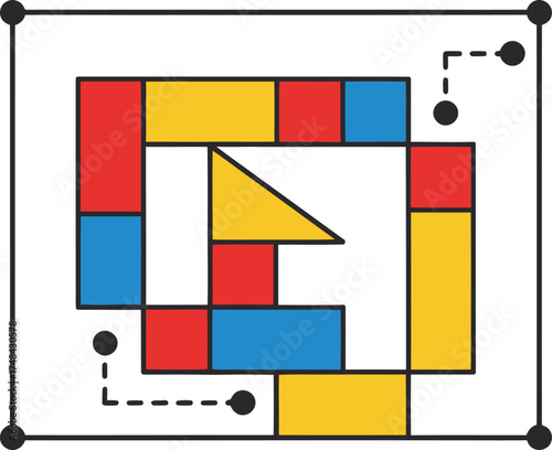 Free Download Abstract geometric pattern in primary colors with path outlined - GFXLoad