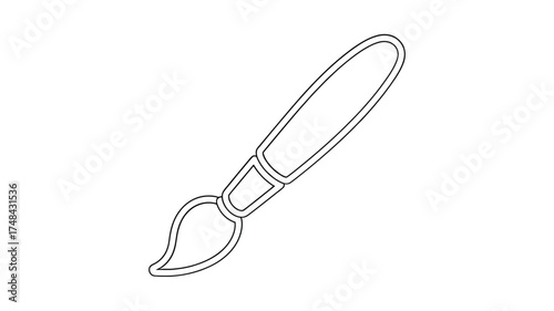 Simple outline drawing of a paintbrush with a curved handle and bristles
