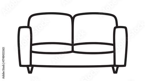 Simple outline illustration of a comfortable two-seater sofa