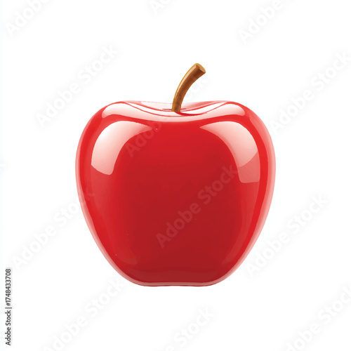Delicious and Shiny Red Apple Fresh Fruit Isolated on White Background Close Up Studio Shot Promoting Healthy Eating and Dieting Lifestyle Vibrant and Appealing