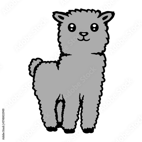Llama Cute Fluffy Animal Cartoon Drawing Baby Alpaca
