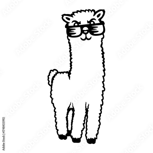Llama Alpaca Wearing Glasses Nerd Geek Cute

