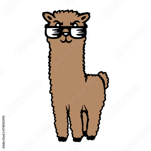 Llama Alpaca Wearing Glasses Nerd Geek Cute
