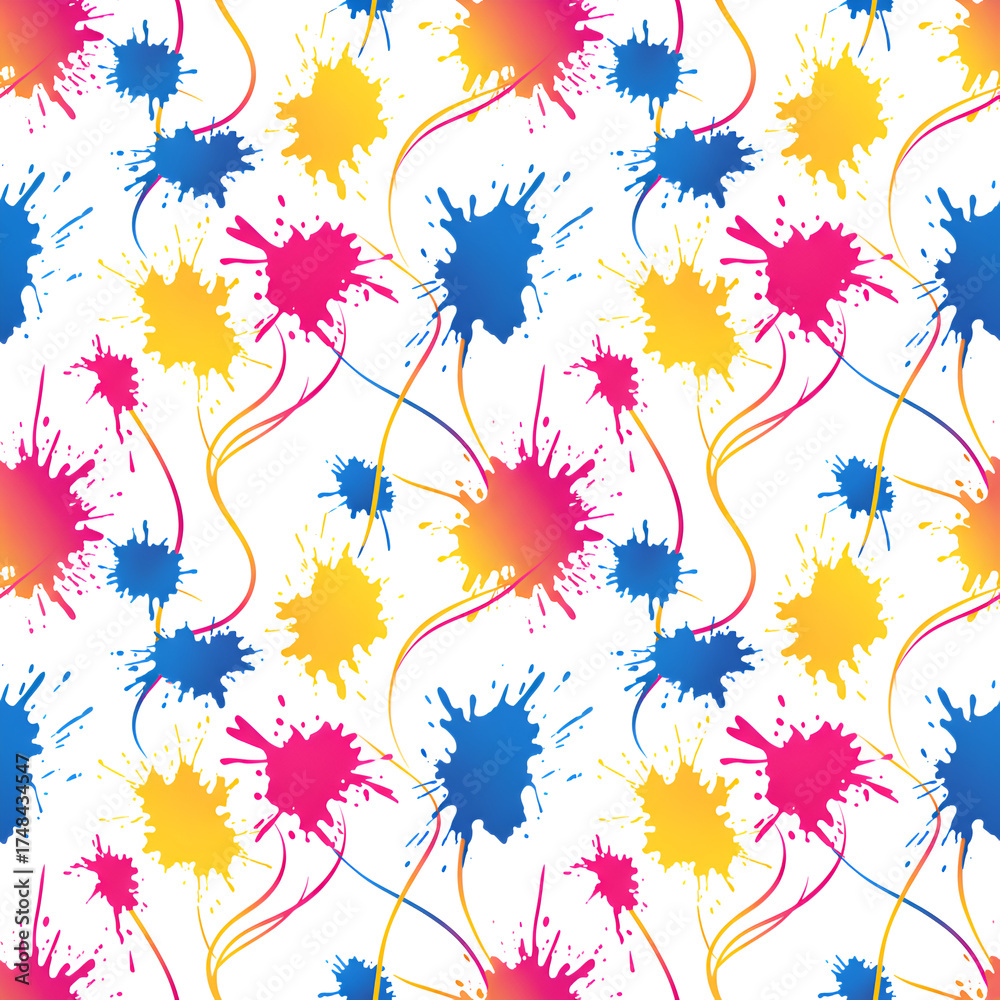 custom made wallpaper toronto digitalColorful Splatter Pattern with Vibrant Ink Blots and Swirling Lines.