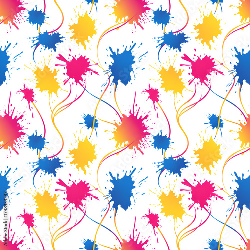 Wallpaper Mural Colorful Splatter Pattern with Vibrant Ink Blots and Swirling Lines. Torontodigital.ca