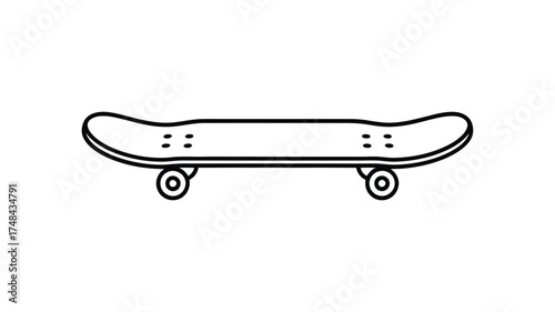 Simple outline drawing of a skateboard on a white background