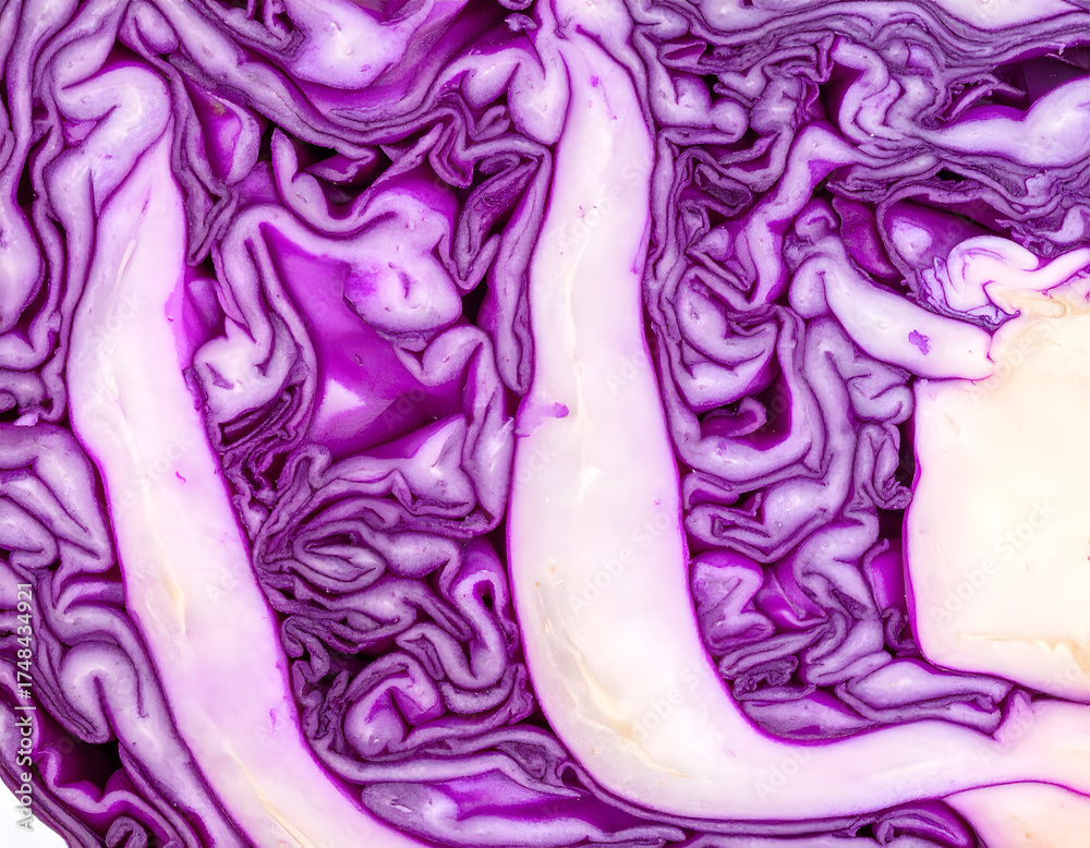 Obraz premium Close Up of a Vibrant Sliced Purple Cabbage