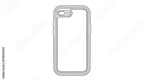 Outline of a modern smartphone with a camera module on a white background