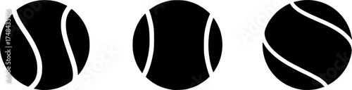 Three Black Tennis Ball Silhouette Vector
