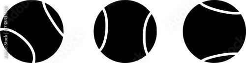 Three Black Tennis Ball Silhouette Vector
