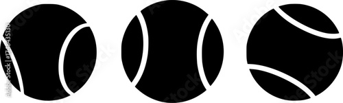 Three Black Tennis Ball Silhouette Vector
