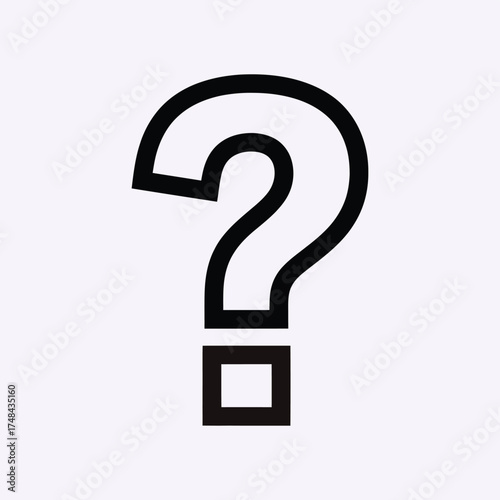 A stark question mark symbol with a square base a dark silhouette