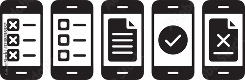 Mobile Phone Vector Icon Set for User Interface Design and Application Development Elements