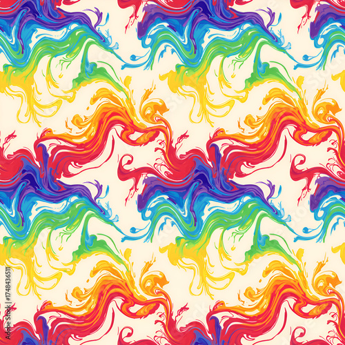 Wallpaper Mural Vibrant Rainbow Swirls Abstract Liquid Marble Pattern. Torontodigital.ca