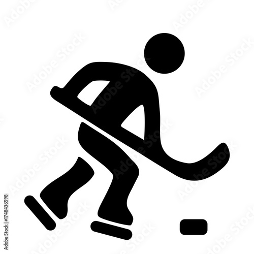 hockey player, black symbol, vector icon