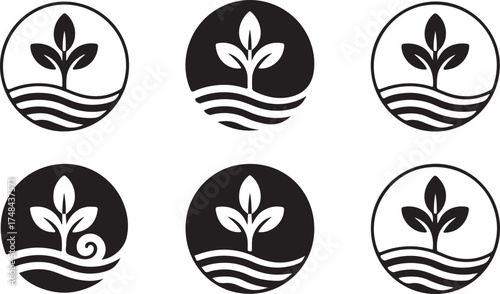 Nature Inspired Plant Growth Icon Set Ecology Symbol Vector Graphics Environmentally Friendly Logo