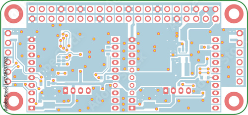 Tracing the conductors of the printed circuit board
of electronic device. Vector engineering 
drawing of pcb design. Electric design on transparent background. 