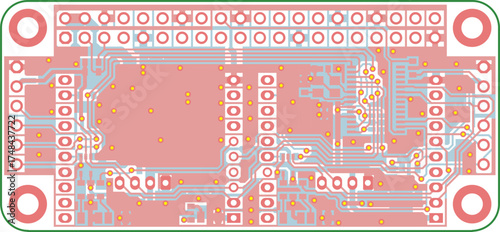 Tracing the conductors of the printed circuit board
of electronic device. Vector engineering 
drawing of pcb design. Electric design on transparent background.