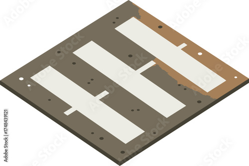 Isometric illustration of an airport runway, aviation concept