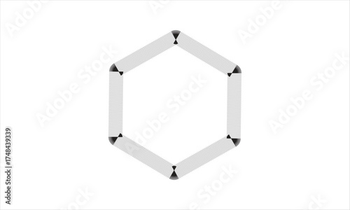 "Minimalist Hexagonal Wireframe Element with Dotted Edges, Abstract Geometric Design on White Background"