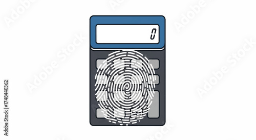 Close-up of a fingerprint reader device with a blue and white interface on a plain white background.
