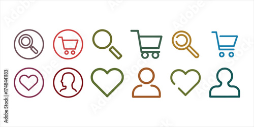 Colorful Ecommerce Vector Icon Set for Website and Mobile Applications