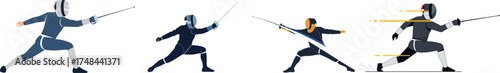 A collection of vibrant vector illustrations showcases male badminton athletes performing powerful jump shots with rackets and shuttlecocks.