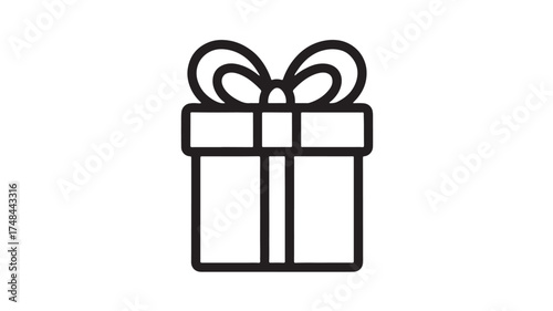 Simple line art of a gift box with a bow, perfect for celebrations and surprises.