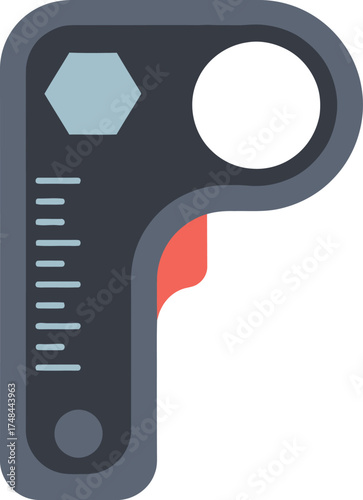 Vector graphic of a multi-tool device with various features.