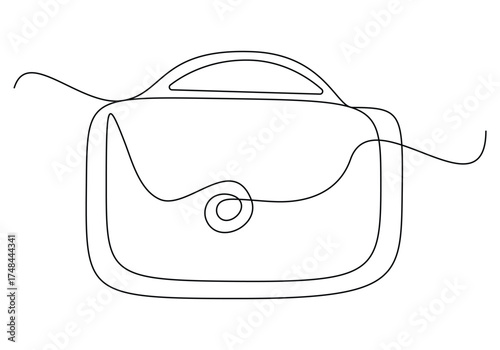 Continuous one line art official bag vector illustration