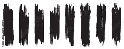 Black brush marks. Hand drawn grunge texture brush stroke and Grunge brushes collection, Brush stroke paint border on white background