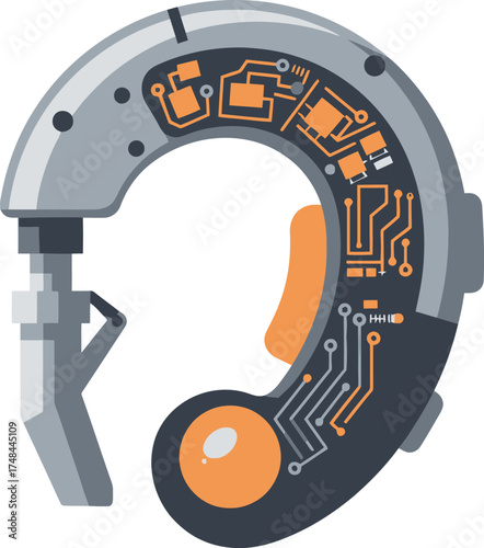 Digital hearing aid device with chip, concept of modern medicine