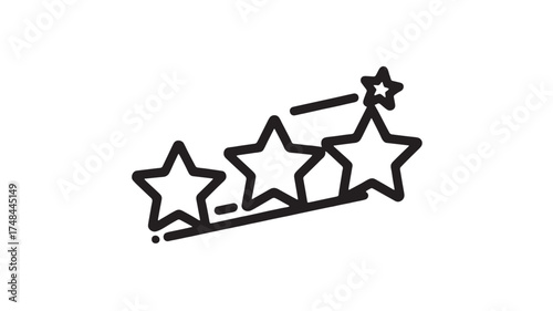 Three stars ascending on a line, representing achievement and progress