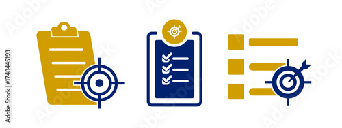 mission list icon vector illustration. mission with list icon in flat style.