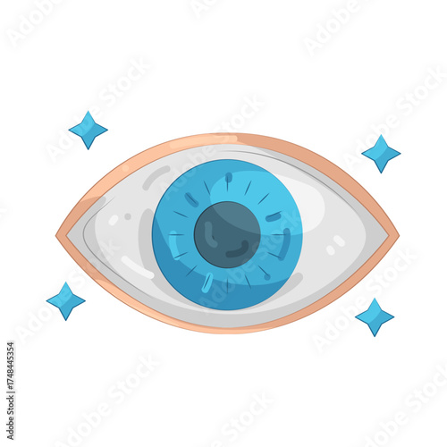 Illustration of Blue Eye with Sparkles