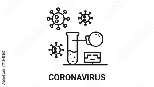 Microscopic view of virus particles and scientific research equipment for study