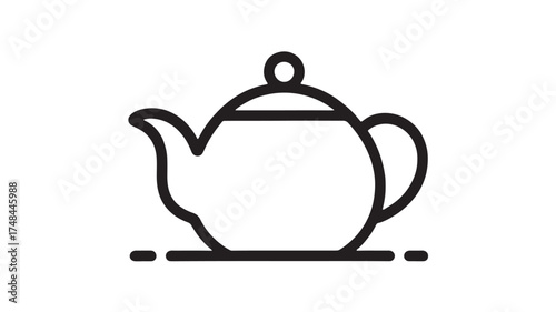 Simple line art icon of a classic teapot, perfect for kitchen or beverage themes.